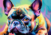 Expressive Art of a French Bulldog with Soulful Eyes in Pastels