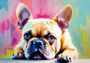 Expressive Art of a French Bulldog with Soulful Eyes in Pastels