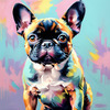 Expressive Art of a French Bulldog with Soulful Eyes in Pastels