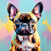 Expressive Art of a French Bulldog with Soulful Eyes in Pastels