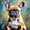 Expressive Art of a French Bulldog with Soulful Eyes in Pastels
