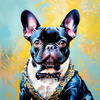 Expressive Art of a French Bulldog with Soulful Eyes in Pastels