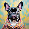 Expressive Art of a French Bulldog with Soulful Eyes in Pastels