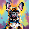 Expressive Art of a French Bulldog with Soulful Eyes in Pastels