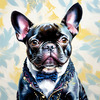 Expressive Art of a French Bulldog with Soulful Eyes in Pastels
