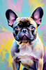 Expressive Art of a French Bulldog with Soulful Eyes in Pastels