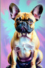Expressive Art of a French Bulldog with Soulful Eyes in Pastels