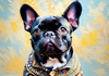 Expressive Art of a French Bulldog with Soulful Eyes in Pastels