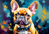 Expressive Art of a French Bulldog with Soulful Eyes in Pastels