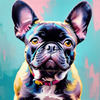 Expressive Art of a French Bulldog with Soulful Eyes in Pastels