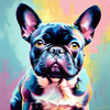 Expressive Art of a French Bulldog with Soulful Eyes in Pastels