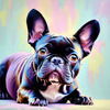 Expressive Art of a French Bulldog with Soulful Eyes in Pastels