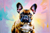 Expressive Art of a French Bulldog with Soulful Eyes in Pastels