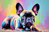 Expressive Art of a French Bulldog with Soulful Eyes in Pastels