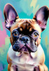 Expressive Art of a French Bulldog with Soulful Eyes in Pastels