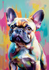 Expressive Art of a French Bulldog with Soulful Eyes in Pastels