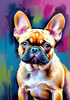 Expressive Art of a French Bulldog with Soulful Eyes in Pastels