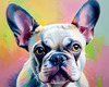 Expressive Art of a French Bulldog with Soulful Eyes in Pastels