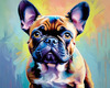 Expressive Art of a French Bulldog with Soulful Eyes in Pastels