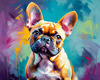Expressive Art of a French Bulldog with Soulful Eyes in Pastels