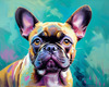 Expressive Art of a French Bulldog with Soulful Eyes in Pastels