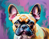 Expressive Art of a French Bulldog with Soulful Eyes in Pastels