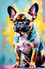 Expressive Art of a French Bulldog with Soulful Eyes in Pastels