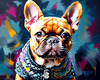 Expressive Art of a French Bulldog with Soulful Eyes in Pastels
