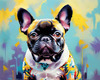 Expressive Art of a French Bulldog with Soulful Eyes in Pastels