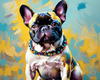 Expressive Art of a French Bulldog with Soulful Eyes in Pastels