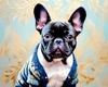 Expressive Art of a French Bulldog with Soulful Eyes in Pastels