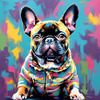 Expressive Art of a French Bulldog with Soulful Eyes in Pastels