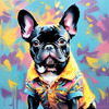Expressive Art of a French Bulldog with Soulful Eyes in Pastels
