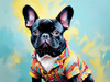 Expressive Art of a French Bulldog with Soulful Eyes in Pastels