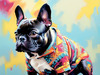 Expressive Art of a French Bulldog with Soulful Eyes in Pastels