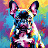 Expressive Art of a French Bulldog with Soulful Eyes in Pastels
