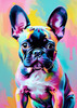 Expressive Art of a French Bulldog with Soulful Eyes in Pastels