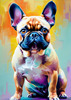 Expressive Art of a French Bulldog with Soulful Eyes in Pastels