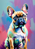 Expressive Art of a French Bulldog with Soulful Eyes in Pastels