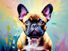 Expressive Art of a French Bulldog with Soulful Eyes in Pastels