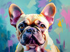 Expressive Art of a French Bulldog with Soulful Eyes in Pastels