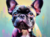 Expressive Art of a French Bulldog with Soulful Eyes in Pastels