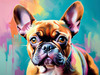 Expressive Art of a French Bulldog with Soulful Eyes in Pastels