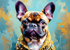 Expressive Art of a French Bulldog with Soulful Eyes in Pastels
