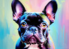 Expressive Art of a French Bulldog with Soulful Eyes in Pastels