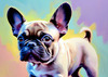 Expressive Art of a French Bulldog with Soulful Eyes in Pastels