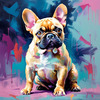 Expressive Art of a French Bulldog with Soulful Eyes in Pastels