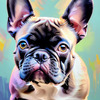 Expressive Art of a French Bulldog with Soulful Eyes in Pastels
