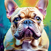 Expressive Art of a French Bulldog with Soulful Eyes in Pastels