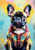 Expressive Art of a French Bulldog with Soulful Eyes in Pastels